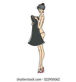 Beautiful girl on a dress. Vector illustration on white background.