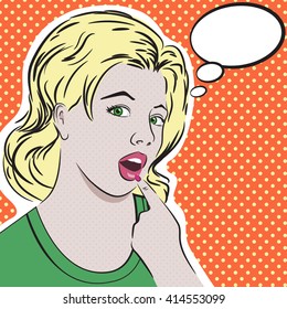 Beautiful girl painted in a pop art style. Vector.