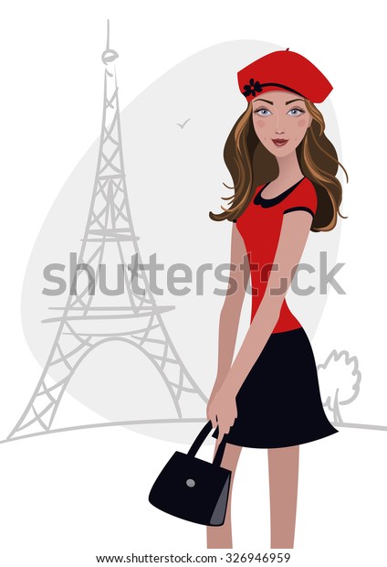 Beautiful Girl Paris Vector Illustration Stock Vector (Royalty Free ...