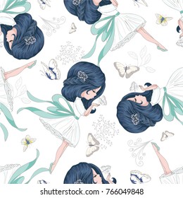 Beautiful girl pattern print