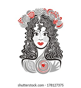 Beautiful girl pattern summer spring flower vector illustration