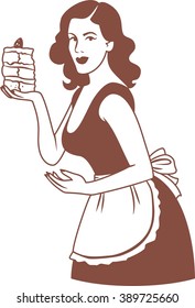 beautiful girl with a pie simple image