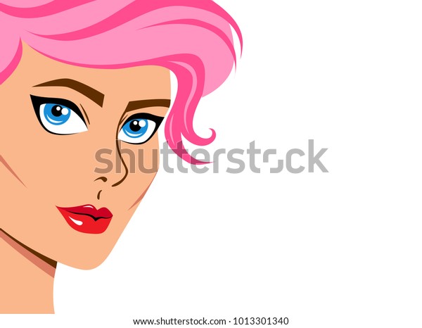 Beautiful Girl Pink Hair Stock Vector Royalty Free 1013301340 Shutterstock 5188