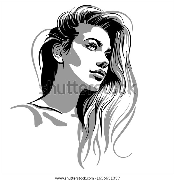 Portrait De Belle Fille Blonde Jolie Image Vectorielle De Stock Libre De Droits Portrait De Belle Fille Blonde Jolie Image Vectorielle De Stock Libre De Droits