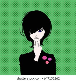 Beautiful girl portrait. Skin care. Vector stock illustration.