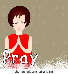Beautiful girl praying peacefully - closeup