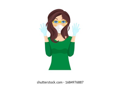 Beautiful girl and precautions against virus. Cartoon character for various ideas of design. Eps 10