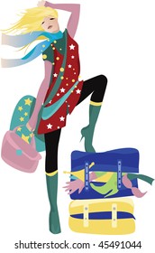 The beautiful girl prepares for holiday