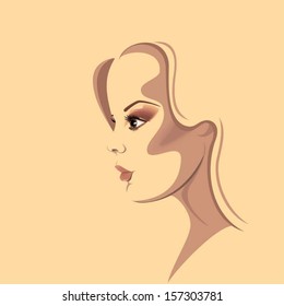 Beautiful girl in profile with pastel colors