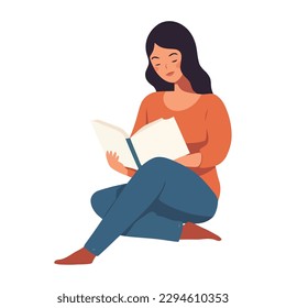 beautiful girl reading a book icon isolated