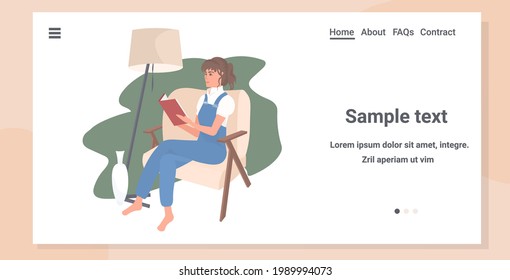 beautiful girl reading book while sitting on chair coronavirus pandemic quarantine stay home concept