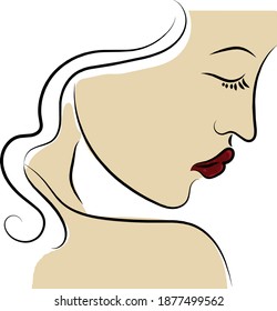 Beautiful girl with red lips and white hair stock illustration
