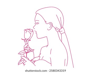 Beautiful girl with red rose