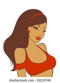 Beautiful girl in retro style. Vector illustration