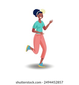 A beautiful girl runs in delight. A simple vector illustration of a cartoon-style man on a white background.