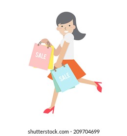 Beautiful girl with shopping bags - vector 