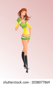 Beautiful girl short dress, , vector background