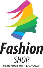 Beautiful girl silhouette with colorful streaming hair. Abstract design concept for beauty salon, massage, cosmetic and spa. Vector female logo design template.