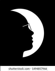 Beautiful Girl Silhouette As Moon, Medical Examination And Concept Perfect Vision