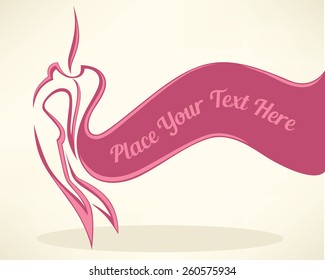 beautiful girl silhouette and ribbon