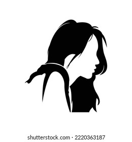 Beautiful Girl Silhouette. Sad Beautiful Girl