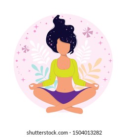 Beautiful girl sitting in yoga pose