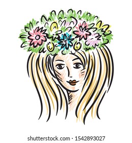 Beautiful girl. Sketch. Vector illustration