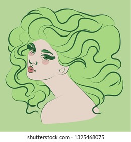 Beautiful girl spring vector illustration