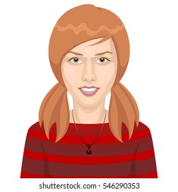 Beautiful girl in striped red sweater