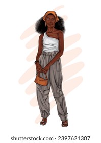 Beautiful girl in a stylish clothes