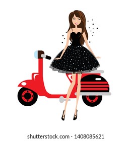 Beautiful girl in stylish dress. Fashion and style illustrstion.