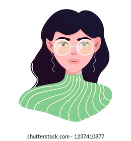 Beautiful girl in sunglasses. Vector illustration. Eps 10.