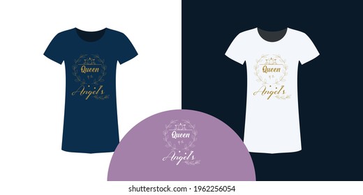 Beautiful girl T shirt on gold glitter texture ,Vector illustration design , Textile graphic t shirt print