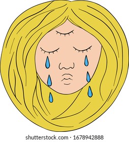 Beautiful girl with tears, great design for any purpose. Female face. Beauty concept. Nice postcard. Beautiful portrait of a young woman.