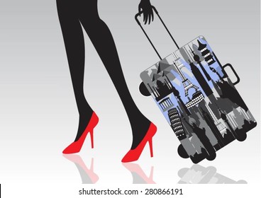 Beautiful girl traveler design over white background vector illustration