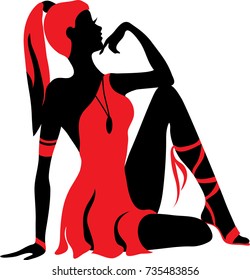Beautiful girl in tribal style. Wild woman concept stylish vector illustration. Elegant nature idea