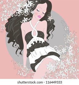 beautiful girl  vector