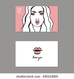 beautiful girl vector card