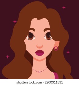  beautiful girl Vector flat illustration. Avatar for a social network. Vector flat illustration.