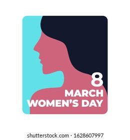 Beautiful girl vector illustration form side view for 8 March International Women's Day poster background template design.