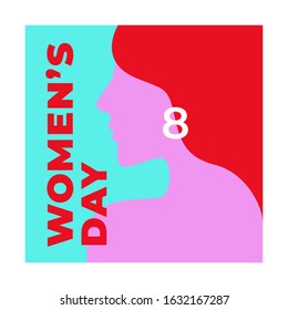 Beautiful girl vector illustration form side view wearing 8 earring for International Women's Day poster background template design