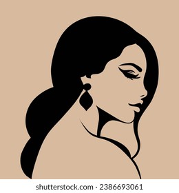 A beautiful girl vector line art