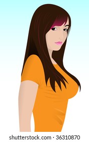 The beautiful girl. A vector. Without mesh.