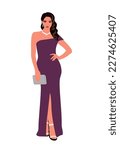 Beautiful girl wearing modern evening dress vector
