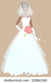 Beautiful girl in wedding dress. Vector illustration