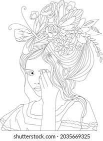 Beautiful girl who have been show her expression . Wearing beautiful head dress wearing clothes and the style of face look