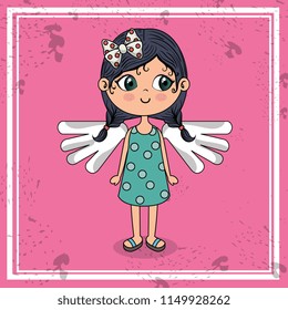 beautiful girl with wings kawaii character