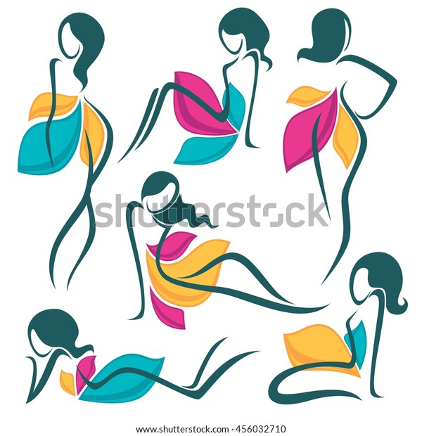 Beautiful Girls Bright Dresses Looks Like Stock Vector (Royalty Free ...