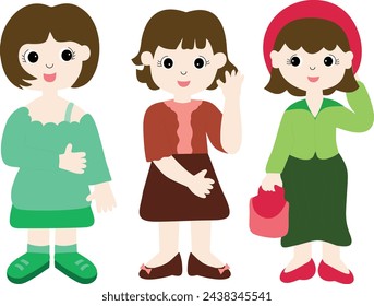Beautiful girls are doing daily activities with different clothes
