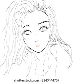 A beautiful girl's  draft, Vector illustration, White background